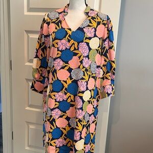 Floral Patterned Dress with V-Neck